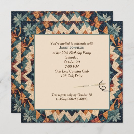 Altes Patchwork Kaleidoscope Quilt Muster Einladung (Vorne/Hinten)