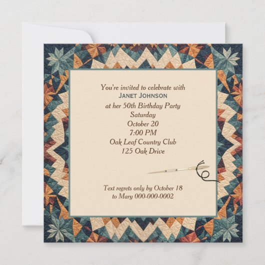 Altes Patchwork Kaleidoscope Quilt Muster Einladung (Vorderseite)