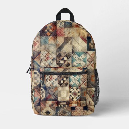 Altes Patchwork Quiltmuster Bedruckter Rucksack (Vorderseite)