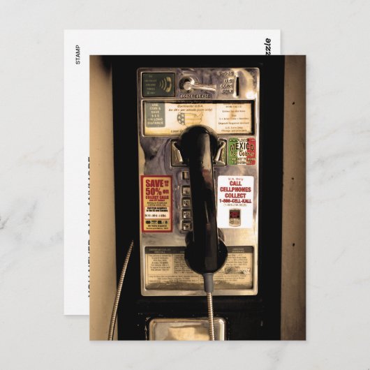 Altes Pay Phone Postkarte (Vorne/Hinten)