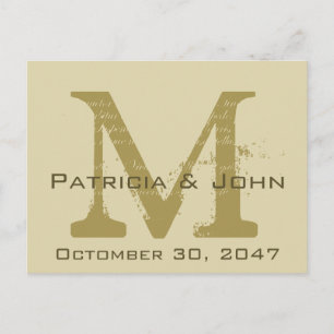 Altes Pergament, Goldmonogramm Hochzeit speichern  Ankündigungspostkarte