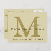 Altes Pergament, Goldmonogramm Hochzeit speichern  Ankündigungspostkarte (Vorne/Hinten)