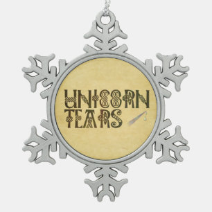 Altes Pergamentpapier-Einhorn zerreißt keltischen Schneeflocken Zinn-Ornament