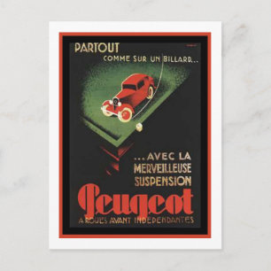 Altes Peugeot Werbeplakat - Überall wie auf einem Postkarte