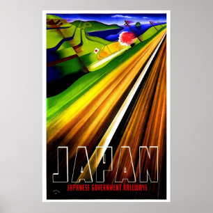 Altes Plakat Japan Eisenbahn Reise Zug
