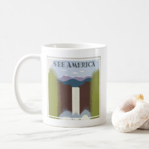 Altes Plakat zur Förderung von Reisen in Nationalp Kaffeetasse