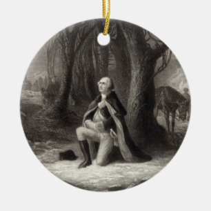 Altes Porträt von George Washington beim Beten Keramikornament