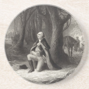 Altes Porträt von George Washington beim Beten Sandstein Untersetzer