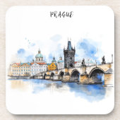 Altes Prag, Karlsbrücke Wasserfarbe Getränkeuntersetzer (Vorderseite)