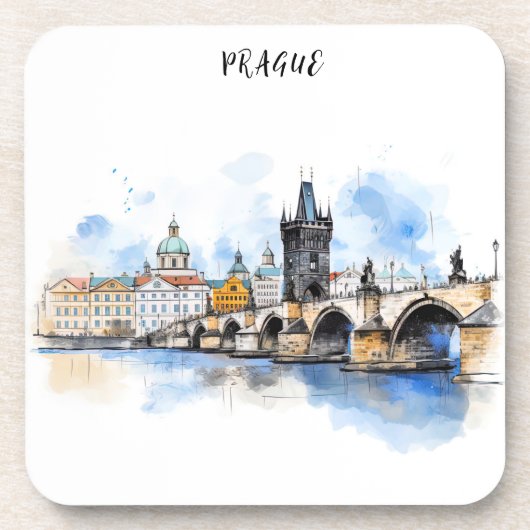 Altes Prag, Karlsbrücke Wasserfarbe Getränkeuntersetzer (Vorderseite)