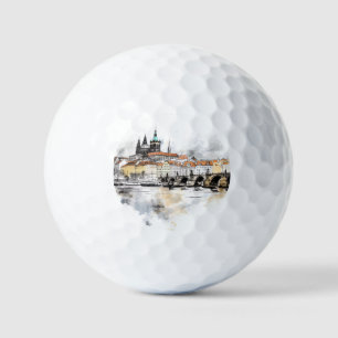 Altes Prag, Karlsbrücke Wasserfarbe Golfball