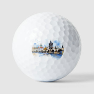 Altes Prag, Karlsbrücke Wasserfarbe Golfball