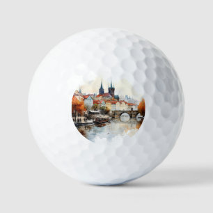Altes Prag, Karlsbrücke Wasserfarbe Golfball