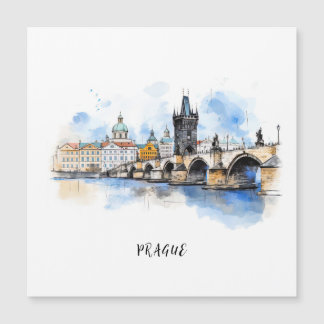 Altes Prag, Karlsbrücke Wasserfarbe Magnetkarte