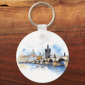 Altes Prag, Karlsbrücke Wasserfarbe Schlüsselanhänger (Rückseite)