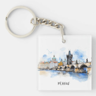 Altes Prag, Karlsbrücke Wasserfarbe Schlüsselanhänger