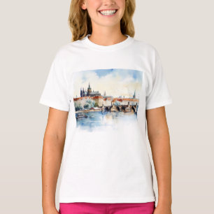 Altes Prag, Karlsbrücke Wasserfarbe T-Shirt