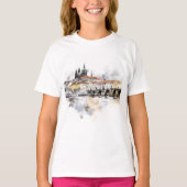 Altes Prag, Karlsbrücke Wasserfarbe T-Shirt (Vorderseite)
