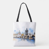 Altes Prag, Karlsbrücke Wasserfarbe Tasche (Rückseite)