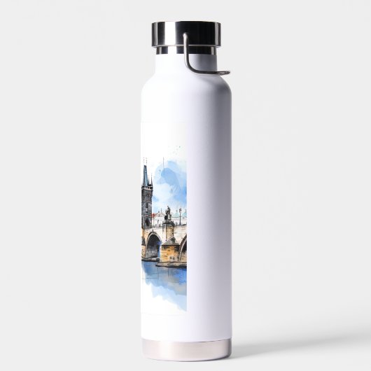 Altes Prag, Karlsbrücke Wasserfarbe Trinkflasche (Links)