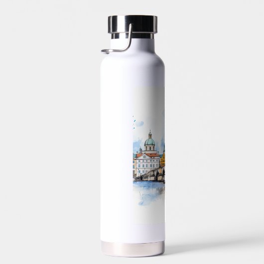 Altes Prag, Karlsbrücke Wasserfarbe Trinkflasche (Rechts)