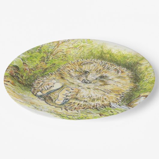 Altes Prickly Button (Igel) (von Beatrix Potter) Pappteller (Schrägansicht)