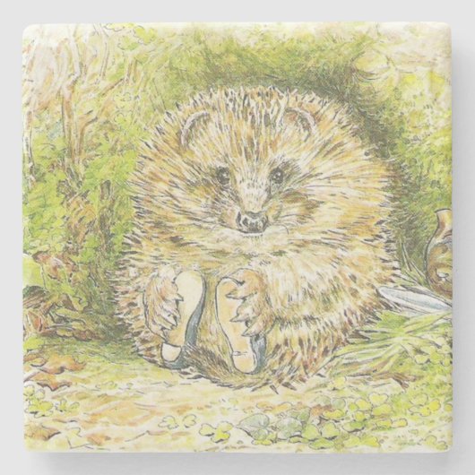 Altes Prickly Button (Igel) (von Beatrix Potter) Steinuntersetzer (Vorderseite)