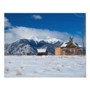 Altes Raum-Schulhaus Salida, Mt Princeton Fotodruck