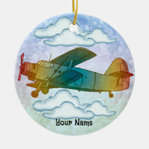 Altes Regenbogenflugzeug Keramik Ornament