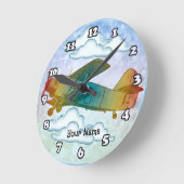 Altes Regenbogenflugzeug Runde Wanduhr (Winkel)