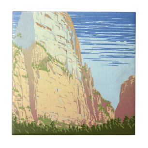 Altes Reiseplakat für den Zion-Nationalpark Fliese