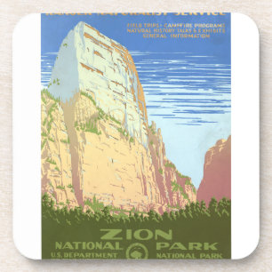 Altes Reiseplakat für den Zion-Nationalpark Getränkeuntersetzer