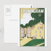 Altes Reiseplakat für Farningham Postkarte (Vorne/Hinten)