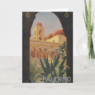 Altes Reiseplakat für Palermo, Italien. Karte