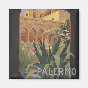 Altes Reiseplakat für Palermo, Italien. Magnet