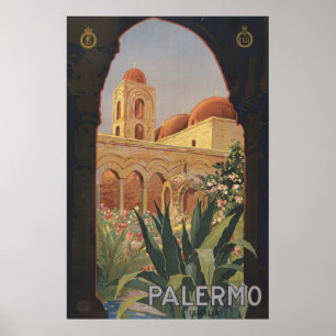 Altes Reiseplakat für Palermo, Italien. Poster