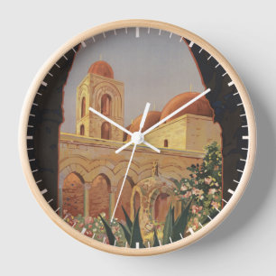 Altes Reiseplakat für Palermo, Italien. Uhr