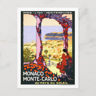 Altes Reiseplakat, Monte-Carlo Postkarte