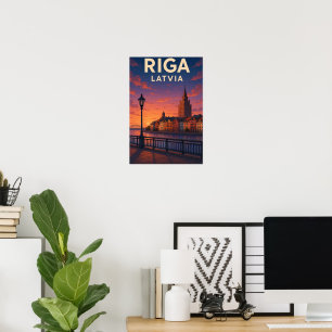 Altes Reiseplakat Riga Lettland Poster