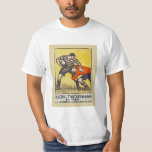 Altes Reiseplakat, Rugby in Twickenham mit der Str T-Shirt
