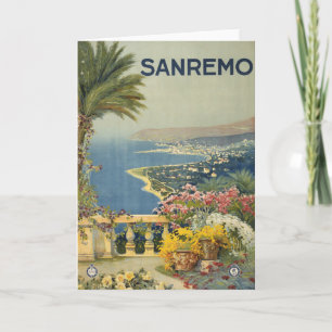 Altes Reiseplakat von San Remo von einer Terrasse Karte