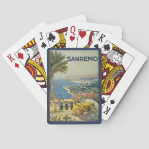 Altes Reiseplakat von San Remo von einer Terrasse Spielkarten