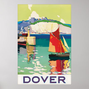 Altes Reiseposter Dover England Weiße Klippen Poster