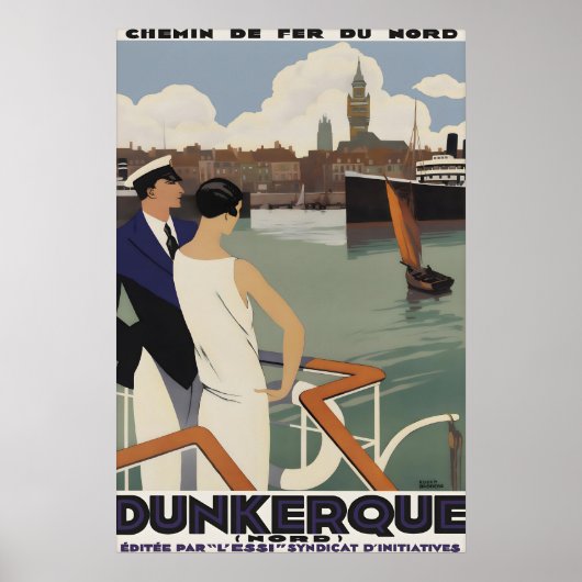 Altes Reiseposter Dunkirchen Frankreich Chemin de Poster (Vorne)