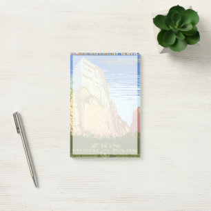 Altes Reiseposter für den Zion-Nationalpark Post-it Klebezettel