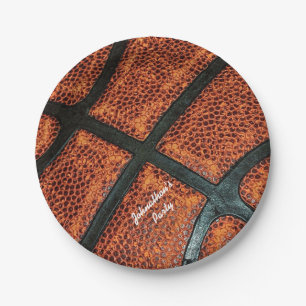 Altes Retro Basketball-Muster mit Namen Pappteller