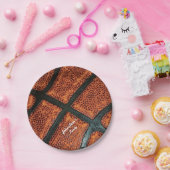 Altes Retro-Basketballmuster mit Namen Pappteller (Party)