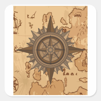 Altes Retro Kompass Wegweiser Viking Quadratischer Aufkleber