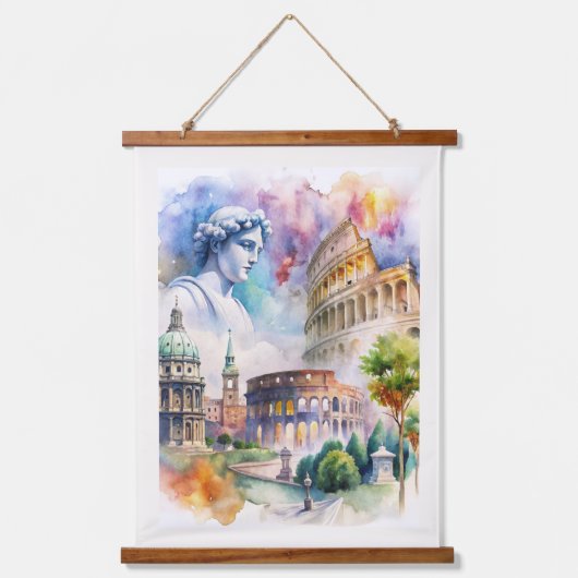 Altes Rom Wandteppich Mit Holzrahmen (Vorderseite)