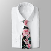 Altes Rosa und Schwarze Rose Mens Neck Tie Krawatte (Gebunden)